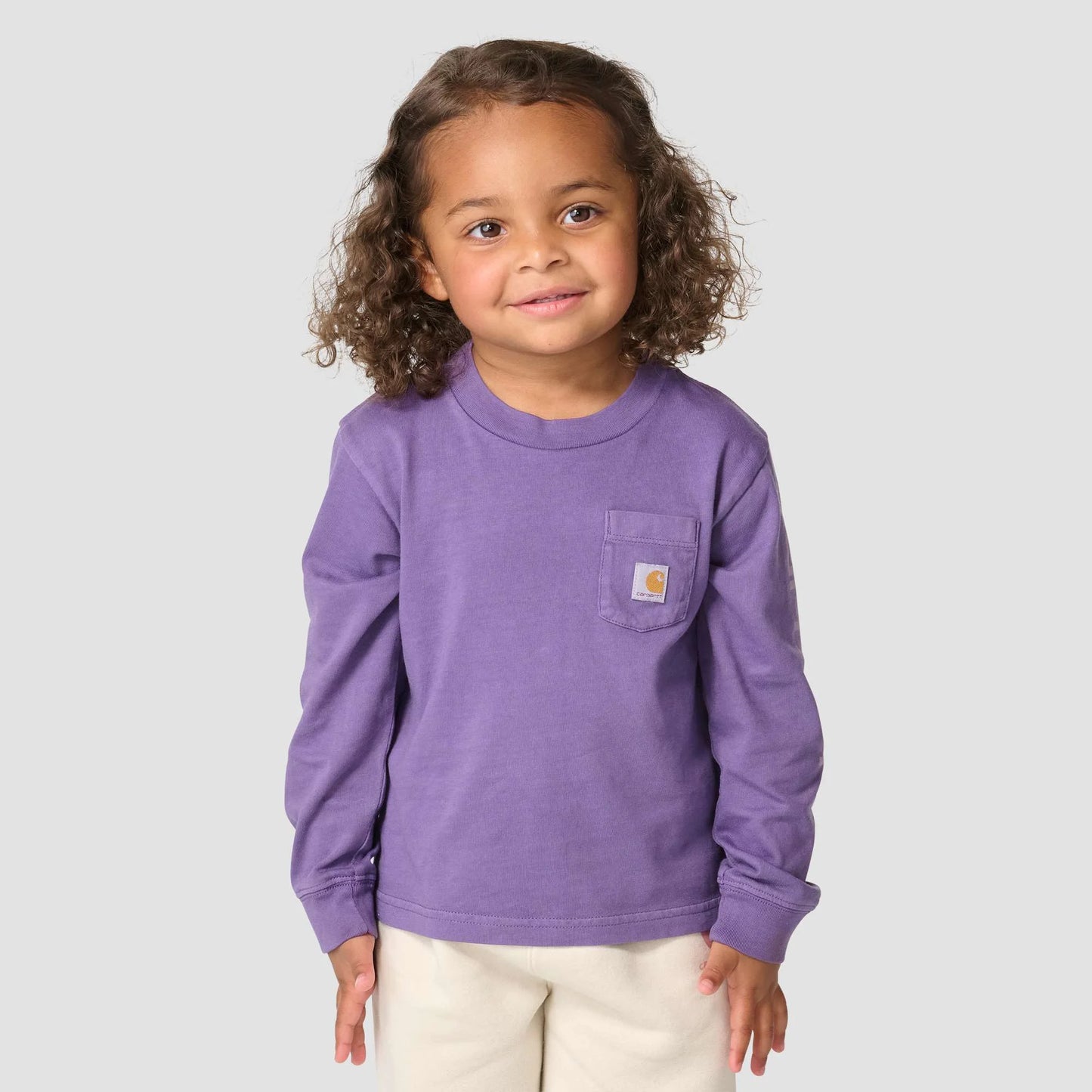 Girls' Long Sleeve Garment Dyed Pocket T-Shirt (Toddler/Child/Youth)