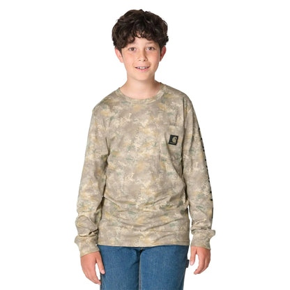 Boys' Long Sleeve Faded Camo Pocket T-Shirt (Toddler/Child/Youth)