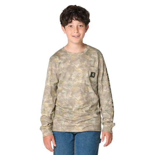 Boys' Long Sleeve Faded Camo Pocket T-Shirt (Toddler/Child/Youth)