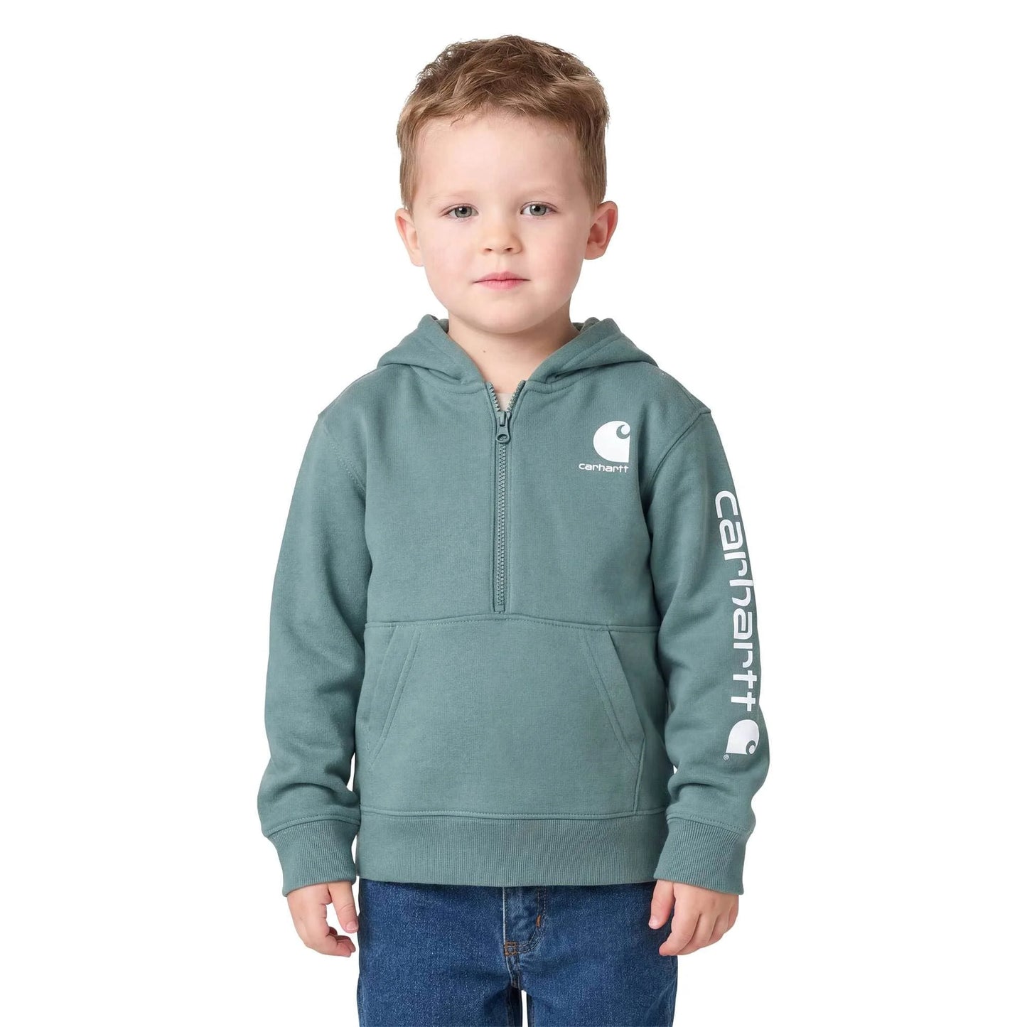 Boys' Long Sleeve Half-Zip Hooded Logo Sweatshirt (Baby/Toddler)