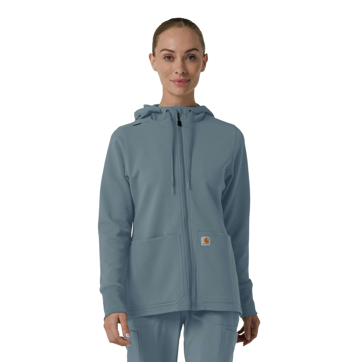 Women's Full Zip Waffle Scrub Hoodie