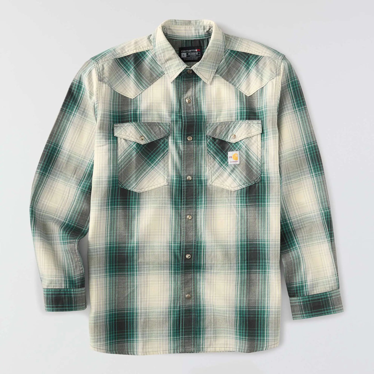 Flame Resistant Montana Relaxed Fit Midweight Twill Snap Front Plaid Shirt