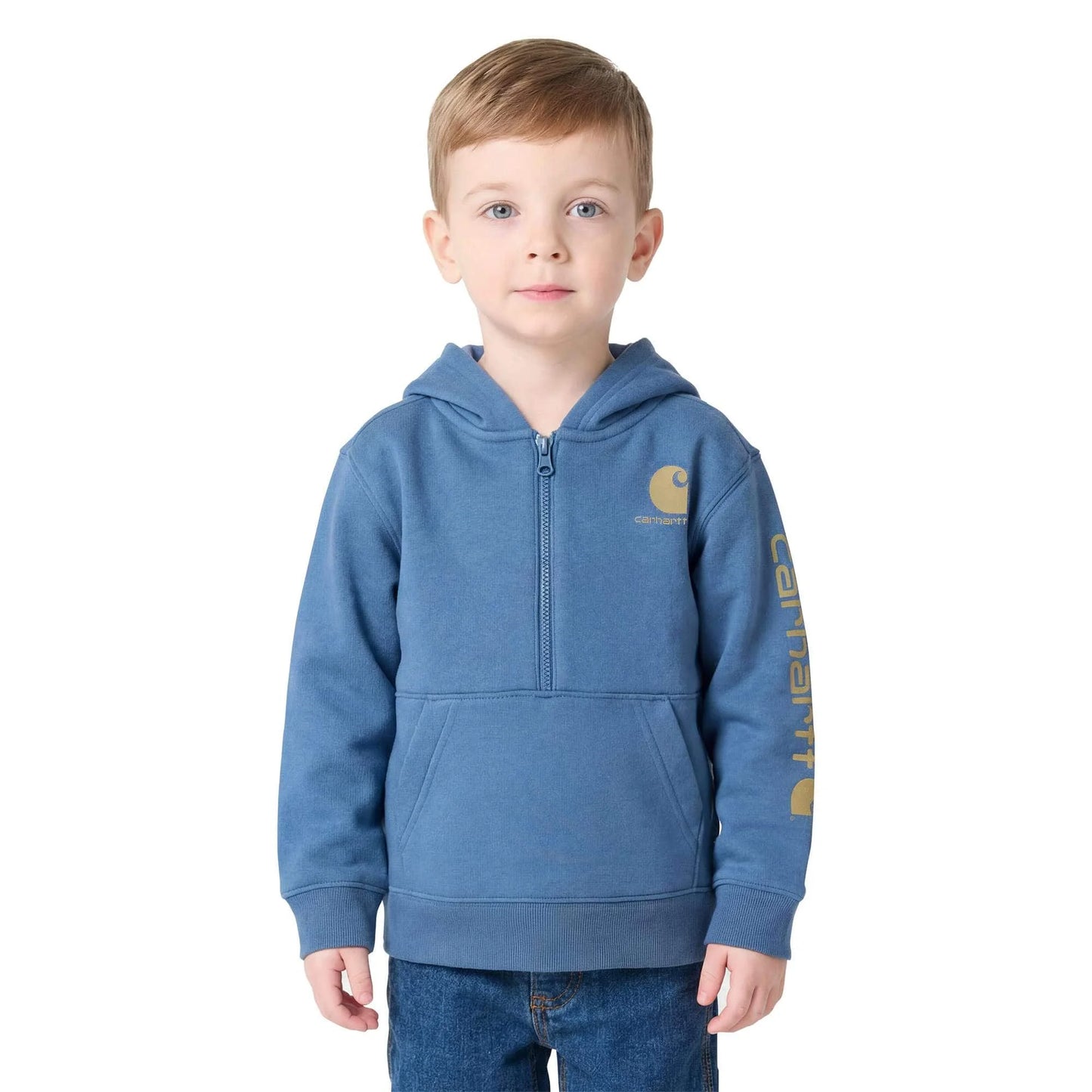 Boys' Long Sleeve Half-Zip Hooded Logo Sweatshirt (Baby/Toddler)