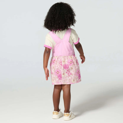 Girls' 2-Piece Short Sleeve T-shirt & Printed Jumper Set (Toddler)