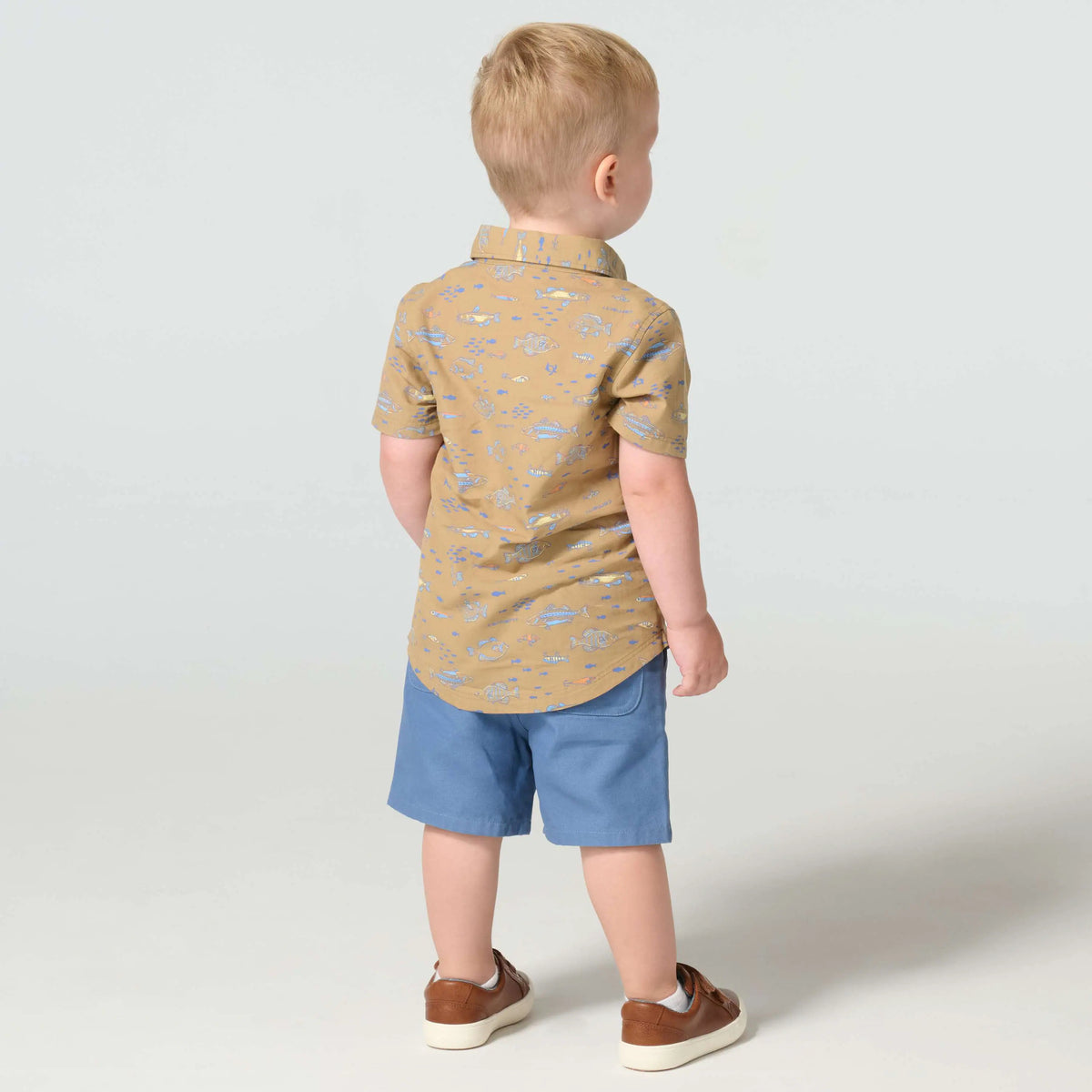 Boys' 2-Piece Short Sleeve Printed Shirt & Canvas Short Set (Toddler)