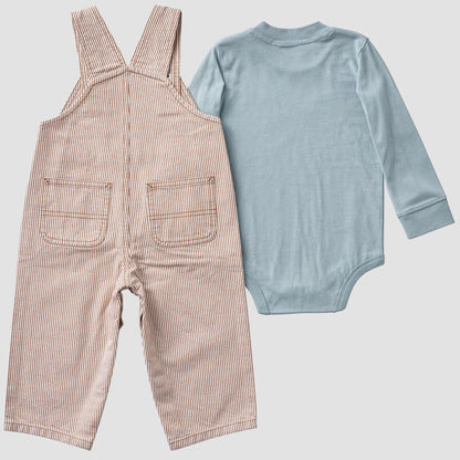 Boys' 2-Piece Long Sleeve Bodysuit & Stripe Overall Set (Baby)