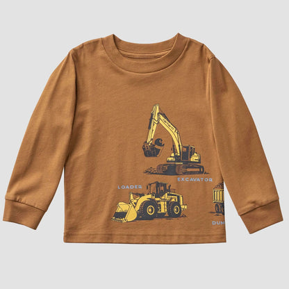 Boys' Long Sleeve Construction Vehicle T-Shirt (Toddler/Child)