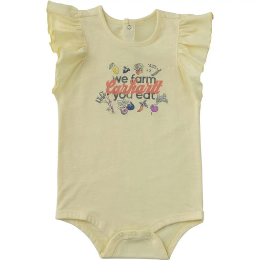 Girls' Short Ruffle Sleeve Veggie Bodysuit (Baby)