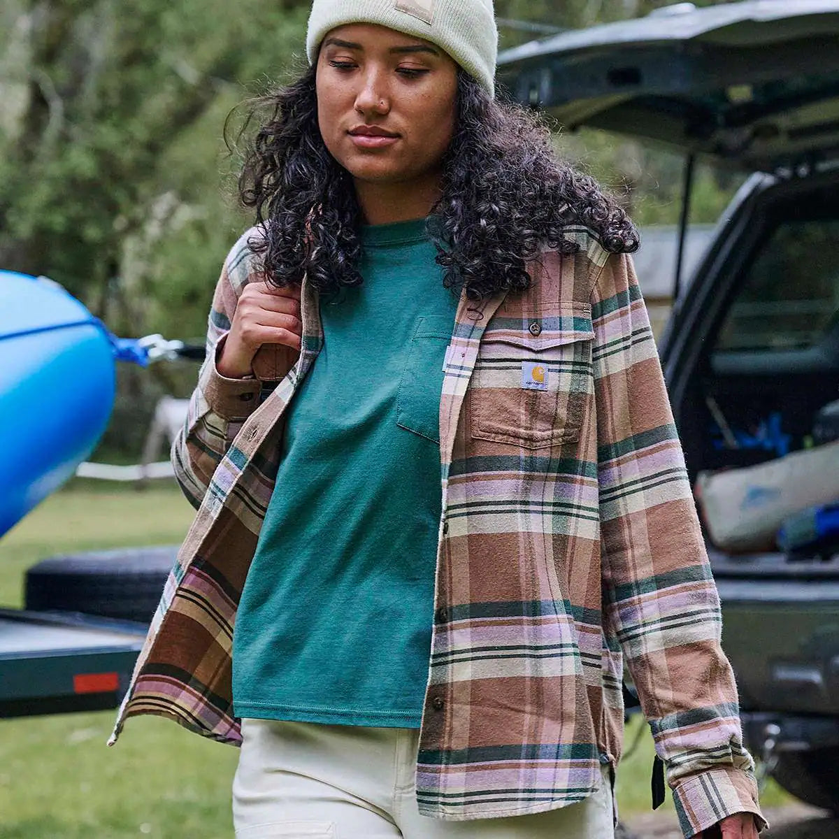 Women's TENCEL™ Fiber Series Relaxed Fit Long-Sleeve Flannel Shirt