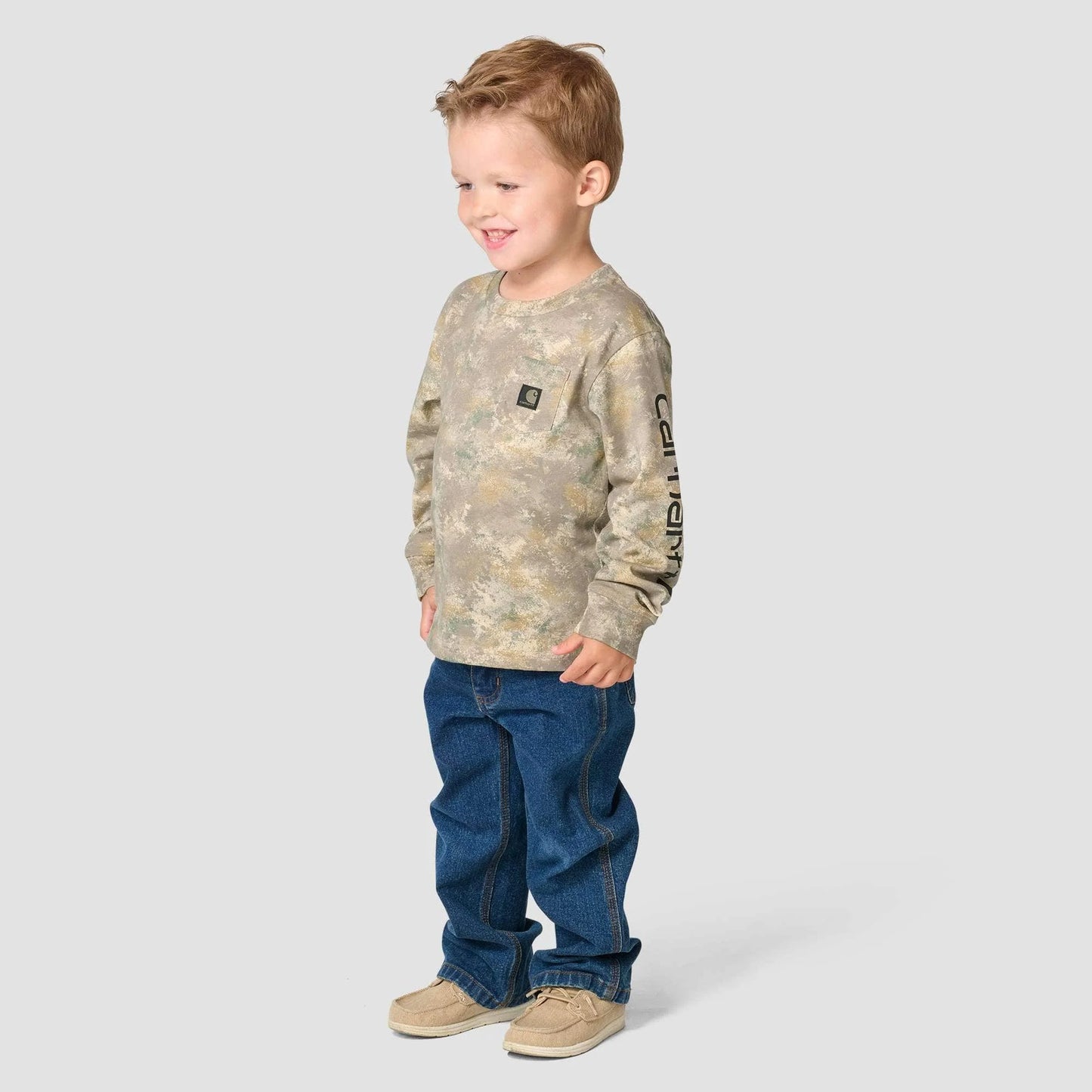 Boys' Long Sleeve Faded Camo Pocket T-Shirt (Toddler/Child/Youth)
