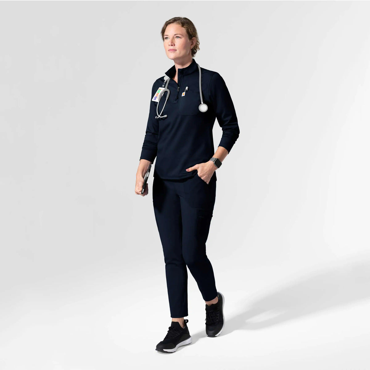 Women's Force Cross-Flex Knit Long Sleeve Quarter Zip Scrub Top